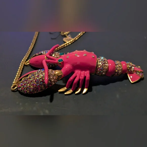 Betsey Johnson Pink and Gold Lobster Necklace - Picture 9 of 14